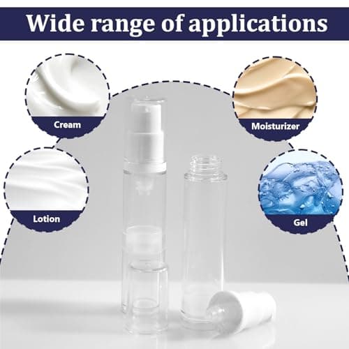 4 Pcs Empty Airless Vacuum Cosmetic Container - Refillable Clear Travel Pump Bottle for DIY Foundation, Gel, Lotion, Moisturiser, Shampoo, Toiletry (10ml) — view 5