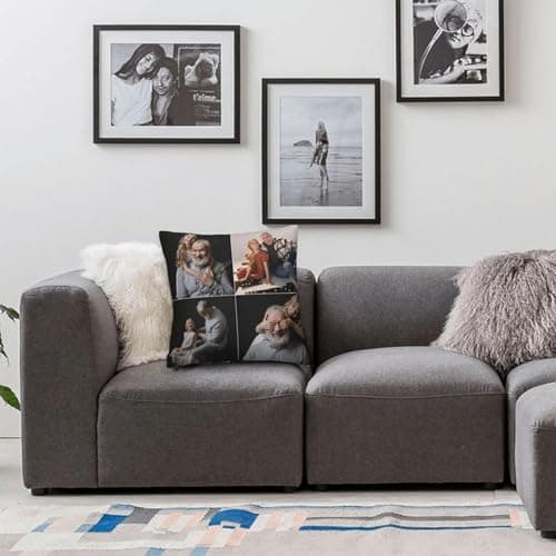 PB TECH Personalised Pillow Cushion Cover, Customised With Four Multi Photo Printed Collage, Gift for Girlfriend, Husband, Wife, Family, Birthday, Mothers Day Keepsake Home Décor Throw Pillow/Cushion. — view 5