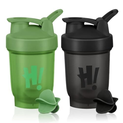 AOOWU Protein Shaker Bottle 450ml with Mixball, 2 Pack Leak Proof Shaker for Protein Shakes, Protein & Supplement Shaker Bottle, Flip Flop Lid Shake Bottle Mixer, BPA Free Protein Shake Bottle for Gym