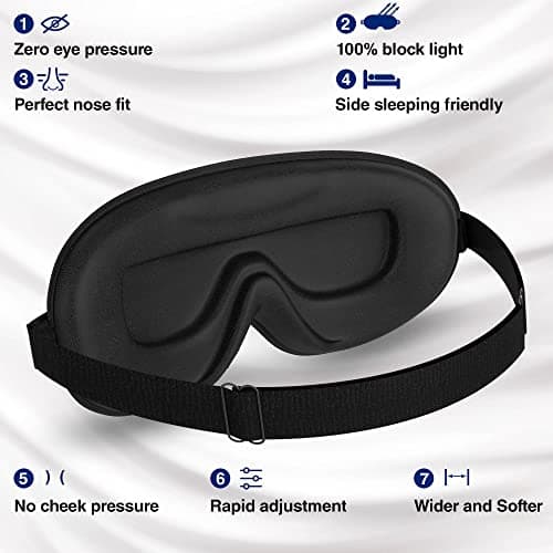 100% Blackout Sleep Mask for Women & Men - Eye Mask - Zero Eye Pressure Eye Mask for Sleeping - Eyelash & Eye Movement Friendly Sleeping Mask with Adjustable Strap - Premium Sleep Mask for Travel — view 3