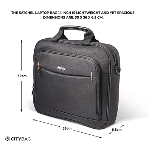 CB CITY BAG 14 Inch Laptop Bag Computer Bag for Men & Women, Black Laptop Case Sleeve with Shoulder Strap - Document Handbag Briefcase for Work, Office, Travel, or Business — view 6