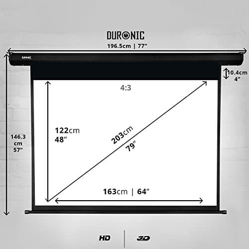 Duronic EPS80/43 HD Projector (Screen: 163cm(w) X 122cm(h)) - 4:3 Widescreen Matte White Screen - Electric Motorised switch control — view 2