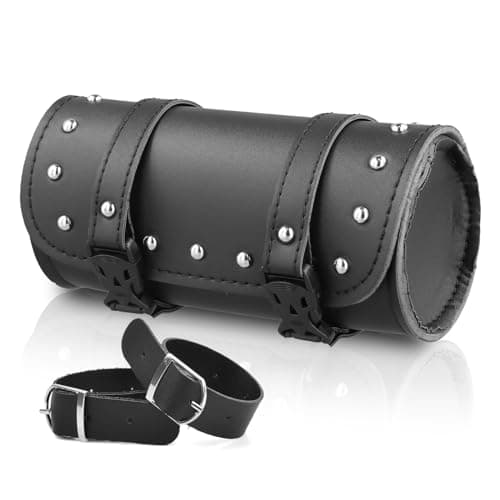 dentedeleao Motorbike Saddle Bags - Universal Tail Bag for Most Motorcycles, Pu Leather, Black