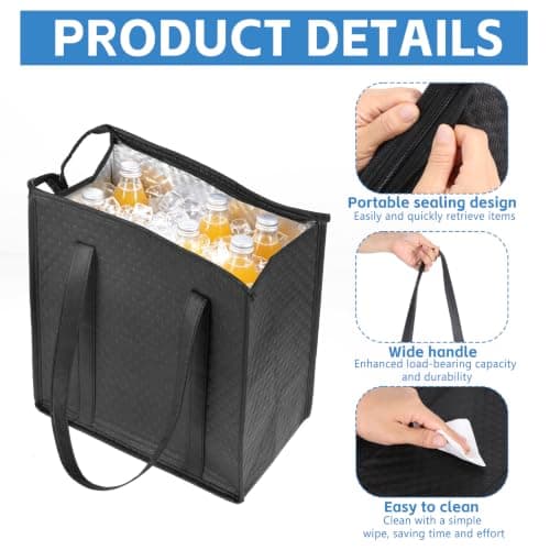 6 Pcs Foldable 12L Cooler Bag with Hard Liner — view 3