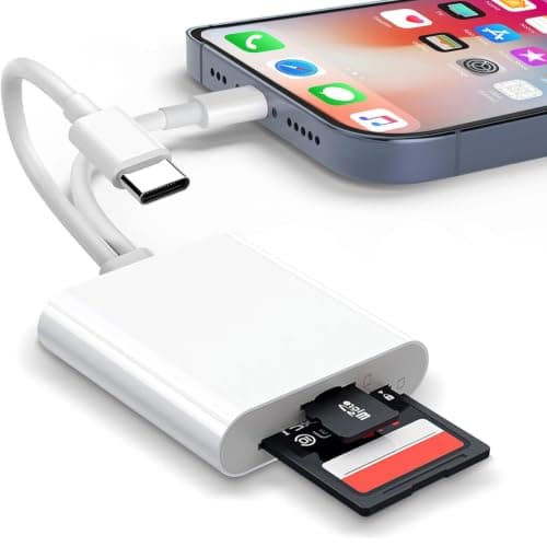 La Brodée SD Card Reader for iPhone iPad, Lightning+USB C Camera Adapter