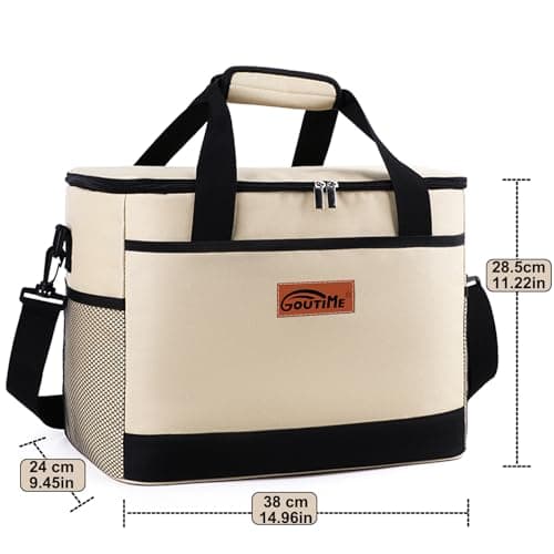 Goutime 26L Insulated Lunch Cool Bag, Waterproof Leakproof Tote (Beige) — view 2