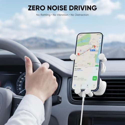 AIYEEN Car Phone Holder for Air Vent, Upgraded Spiral Clip Car Mount with One-Hand Operation, Zero Noise Mobile Phone Cradle for Car Compatible with iPhone Samsung Android Phones 4.7-6.7" (White) — view 6