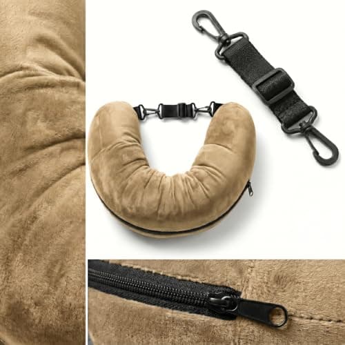 Campoverde Travel Neck Pillow Storage Bag, U-Shaped Pillowcase with Adjustable Shoulder Strap, Portable Organizer for Flight, Train and Car Travel(Khaki) — view 4