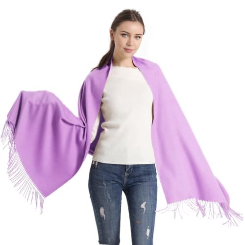 Pashmina Scarf-Light Purple Lavender Lilac formal Pashmina Shawls and Wraps for Women Evening Dresses Winter(UK-Lavender) — view 3