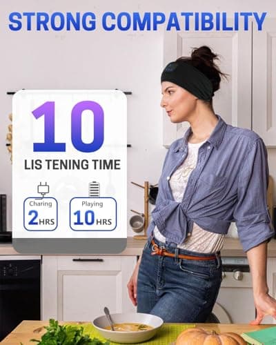 5-in-1 Sleep Headphones Bluetooth 5.4,Sports Wireless Bluetooth Headband,with Thin HD Stereo Speaker, Soft Music Headband Earphones for Men Women Teens Sleeping Workout Yoga & Travel , Washable — view 5