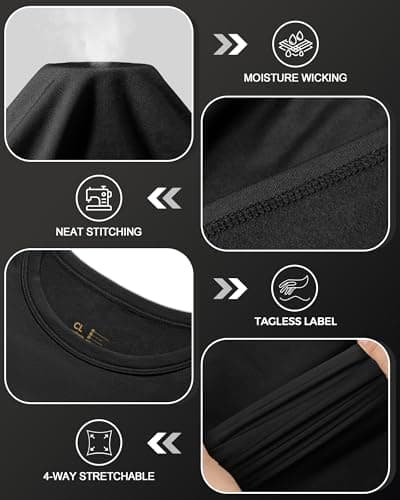 Men Thermal Long Sleeve Tops Crew Neck 4 Pack Black-Black-Black-White L — view 4