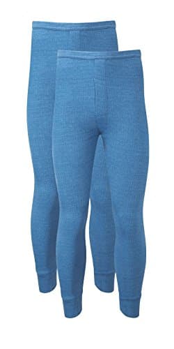 Heatwave® Pack of 2 Men's Thermal Trousers Long Johns Warm Underwear Baselayer, S M L XL XXL Thermals, Small Blue