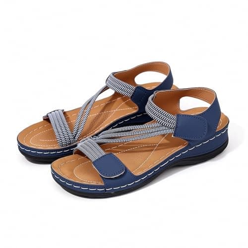 Womens Orthopedic Walking Sandals, Comfortable Lightweight Arch Support Sport Casual Sandals Cross Strap Adjustable Slides for Outdoor Beach Travel Summer Size 6.5 — view 5