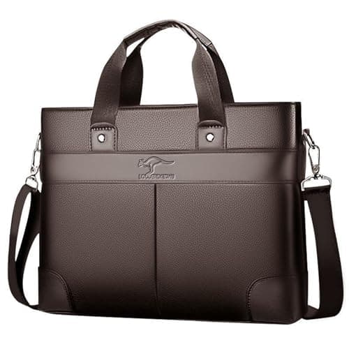 LOCOERDAISHU 15 Inch Laptop Briefcase Messenger Bag for Men Women, Waterproof Laptop Shoulder Bag, Business Laptop Crossbody Daypack for Office Work Travel Outdoor (Brown)