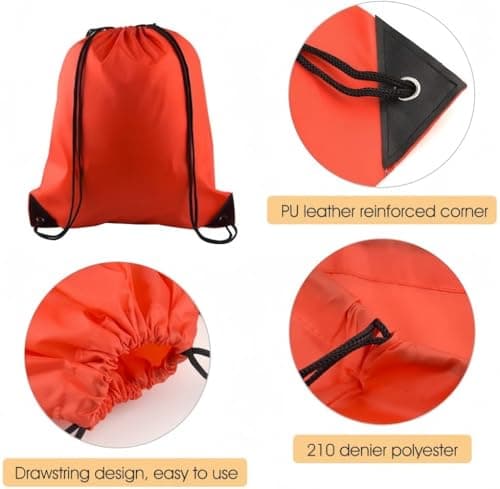 KAHEIGN 15Pcs Drawstring Bag, 14 Colors Drawstring Tote Bag Cinch Gym Bags Storage Backpack Draw String Bag for School Gym Traveling Swimming (39 x 34cm) — view 2