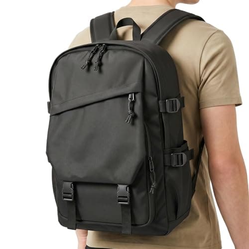 Ultra Lightweight School Bag for Men Women, Waterproof Oxford Cloth Casual Rucksack, Commuter Laptop Backpack Fits 15.6 Inch Notebook, Large Capacity 20L Minimalist College Work Daypack (Black)