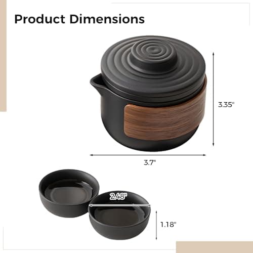 YOFAPA 4 PCS Portable Travel Tea Set, Mini Kung Fu Tea Pot and Cups with Black Carry Case, Compact Ceramic Tea Pot Kit for Outdoor Camping, Office Tea Breaks, Afternoon Tea — view 4
