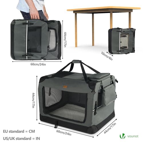VOUNOT Pet Carrier Bag Portable Foldable Dog Cat Travel Carrier Bag, 3 Entry Doors, Breathable Mesh and Padded Handles, M Grey — view 4
