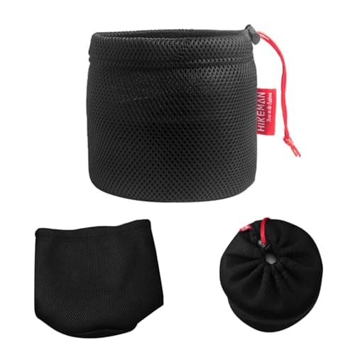 Pesoncarl Camping Pot Bag, Camping Cookware Mess Kit Bag, Kitchen Cutlery Organizer With Drawstring, Black Nylon Mesh Outdoor Cookware For Bbq Fishing 22x25cm — view 6