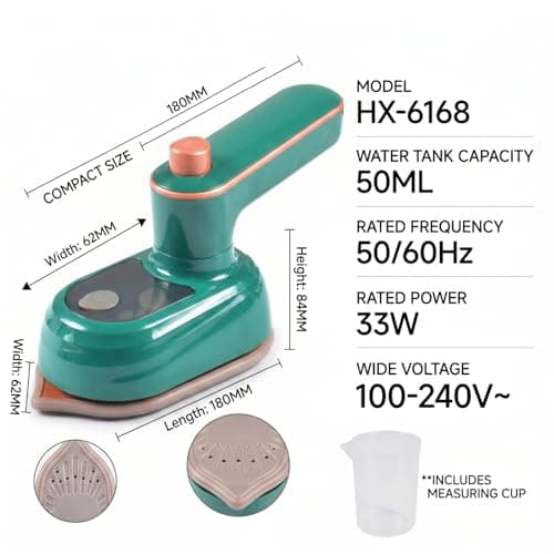 Travel Steam Iron, Foldable Mini Steam Iron Handheld, Travel Steamer for Clothes Supports Wet and Dry Ironing, 15s Fast Heat Up, Portable Steamer Iron for Home and Travel — view 2