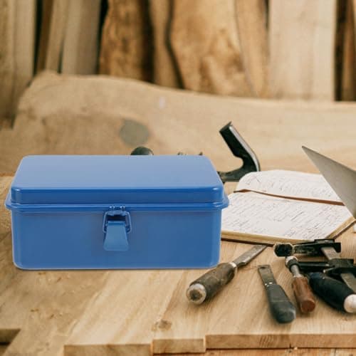 2pcs Portable Iron Tool Box with Latching Handles, Large Capacity Blue — view 5