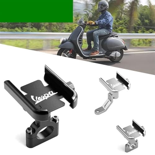 Motorcycle Handlebar Back Mirror Mobile Phone Holder For Piaggio Vespa GTS GTV 50 150 250 300 300ie Motorcycle Accessories(Silver,Mirror Holder) — view 2