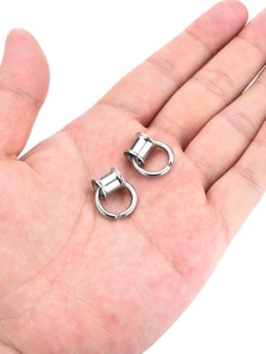 Zysta Ear Tunnels with Ring 00g PlugsSilver Stainless Steel Ear Spreader Double Flared 10mm Ear Gauges Earring Lobe Body Piercing Jewelry 8mm-14mm (8mm) — view 2