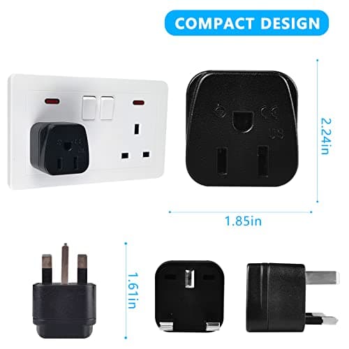 US to UK Plug Adapter, 2 Pack USA to UK Plug Adapter — view 4