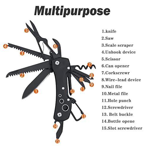 HONZIN Swiss Style Multi Function Pocket Knife - for Every Day use Including Outdoor Survival Fishing — view 2