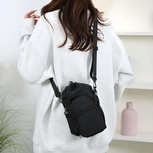 Portable Water Bottle Bag with Adjustable Strap Thermal Mugs Insulated Protective Cover Phone Pocket Outdoor Sports Travel Bag — view 3