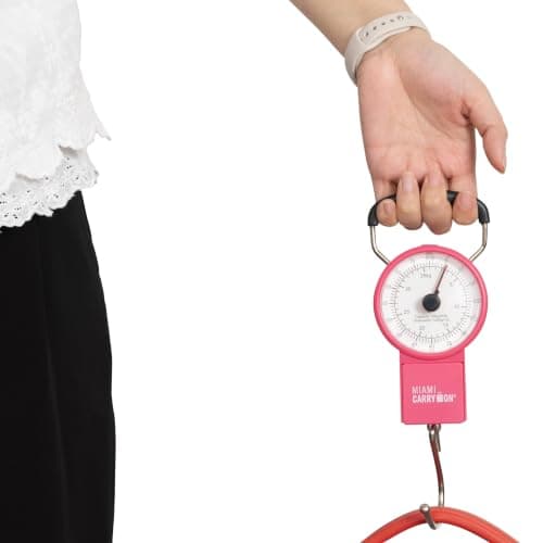 Mechanical Luggage Scale with Tape Measure, Up to 75 Pounds (Pink) - Lift Slowly — view 3