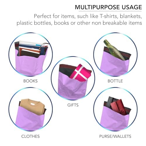 iSOUL Poly Mailer Bags 12x16 Self-Seal, Shipping Envelopes Strong, Waterproof, Tamper-Proof Polythene Packaging for Clothes, Bedding & Parcel Bag Shipping Post Bag Envelopes 50 Pack Purple — view 6