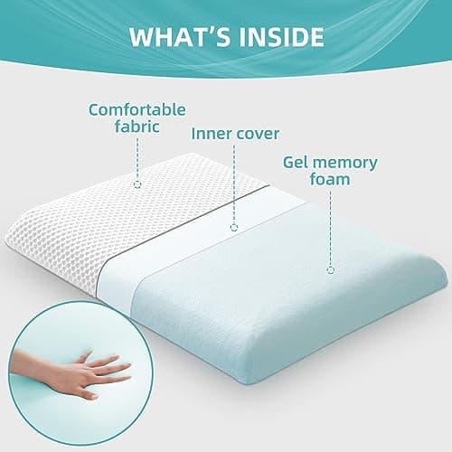 AOTOZE Thin Pillow for Adults | Flat Memory Foam Pillow for Stomach Sleeper,Side Sleeper | Low Profile，Slim，Thin，Flat | Oeko-TEX & CertiPUR-US Double Certification 60x40x6 cm — view 3