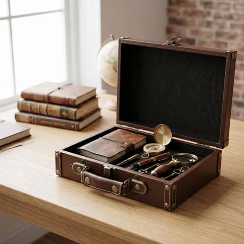 ASHATA Vintage PU Leather Wooden Suitcase Retro Storage Box — view 4