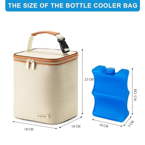 BABEYER Breastmilk Cooler Bag with Ice Pack Included, Baby Bottle Cooler Bag for 4 Large Baby Bottles (up to 270ml), Cream — view 5
