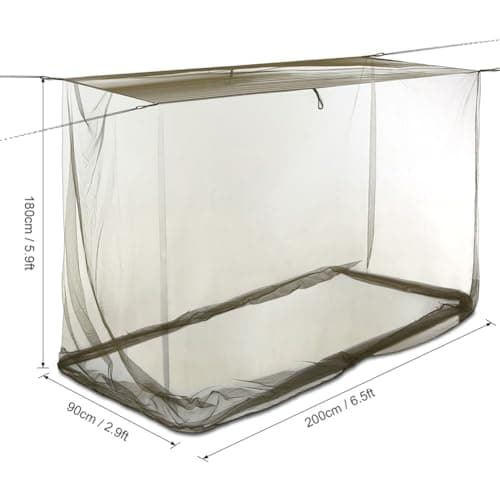 Risveglio Camping Mosquito Net with 6 Hanging Loops, Fine Mesh Travel Tent for Hiking BackPcsing Fishing, Army Green 200 * 90 * 180cm — view 5