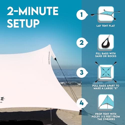 Neso Gigante Beach Tent, 2.5 m high, 3.3 m (11 ft) x 3.3 m (11 ft), reinforced corners and cooling compartment (white) — view 5