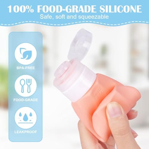 OSDUE Silicone Travel Bottle, 7 Pack Set 100ml Squeezy Travel Bottles Leak Proof Refillable Squeezable Containers Pots for Lotion Liquid Shampoos Soap and Toiletries — view 3