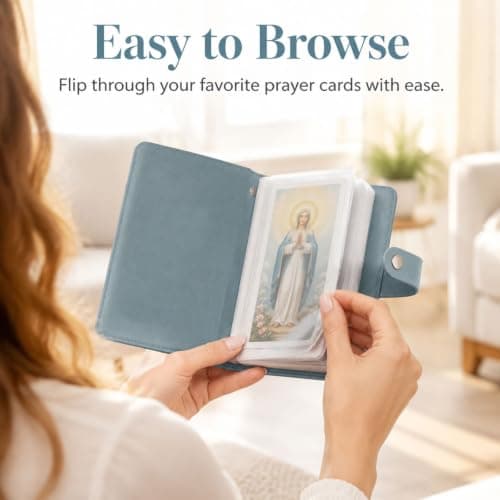 Pitigihe Catholic saint image case in faux leather, prayer card organizer — view 6