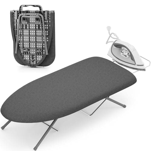 KINGRACK Foldable Small Ironing Board with Iron Rest, 30×76 cm,Black
