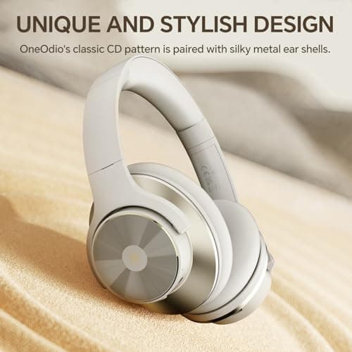 OneOdio A10 Hybrid Active Noise Cancelling Headphones [62 Hrs Playtime] Wireless Bluetooth Over Ear Headphones with Hi-Res Audio, Transparency Mode, Deep Bass, CVC 8.0, for Travel Home Office (White) — view 5