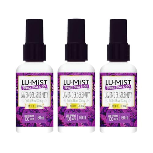 LU•MIST Toilet Spray 3 Pack – 60ml Each – 180ml Total – Toilet Odour Control Spray – Lavender Serenity