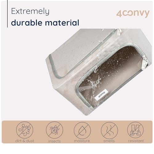 4CONVY Solid, Foldable Clothes Storage Box with Zipper, Metal Frame, Storage Bag for Duvets, Clothes, Bedding, Sturdy Storage Box for Garments, Stackable — view 5