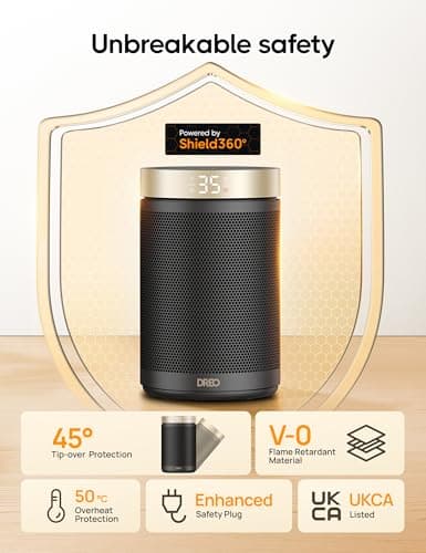 Dreo Smart Electric Heater, 1500W Energy Efficient Space Silent Room Heater, Portable Ceramic Fan Heaters, 3 Modes 12H Timer, Overheat & Tip Over Protection, Works with Alexa(No Remote Control) — view 5