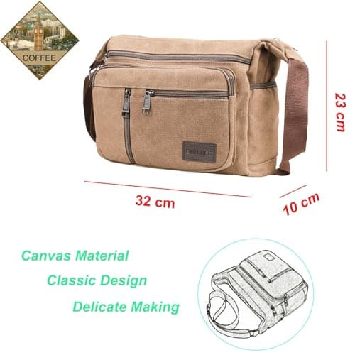 BOMKEE Canvas Crossbody Messenger Bags Vintage Shoulder Satchel Bag — view 6