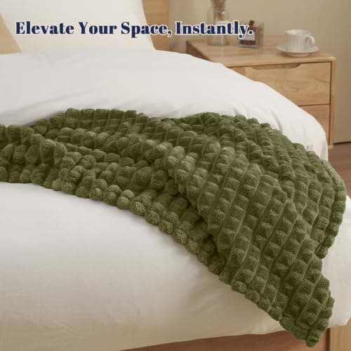 PHF Clipped Fleece Blanket Single Olive Green 130x150cm — view 4