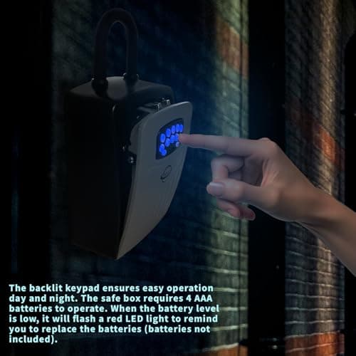 SISAV Smart Bluetooth Key Lock Box,Remote Access via App/Code,Resettable 6-Digit Combination,Large Capacity for 5 Keys,Wall-Mounted,No WiFi Needed,Grey(with Shackle) — view 4