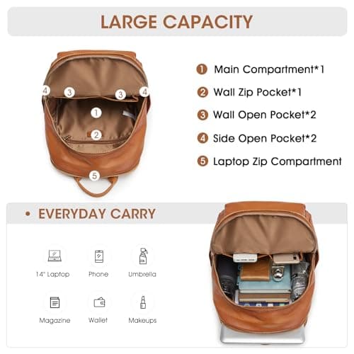 Kattee Women Genuine Leather Backpack Fashion Anti-Theft Rucksack Bag — view 4