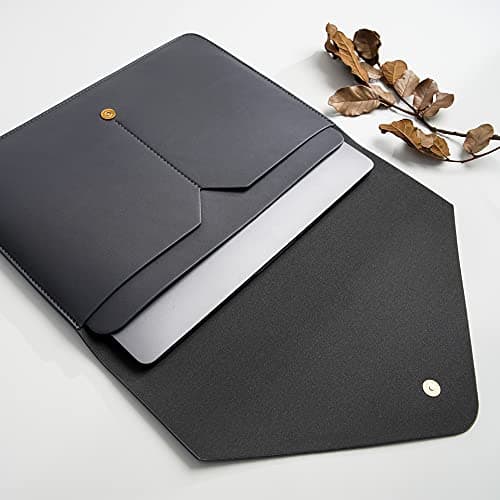 Benfan 4 Pack PU Leather Laptop Sleeve Case Compatible with MacBook Pro A2442, Old MacBook Pro Air 13, Surface Laptop 13.5, Thinkpad X1 Carbon 14 (Dark Grey) — view 3