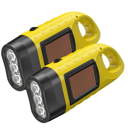 2 PCS Wind Up Solar Torch UK Led Rechargeable Camping Flashlight Hand Crank